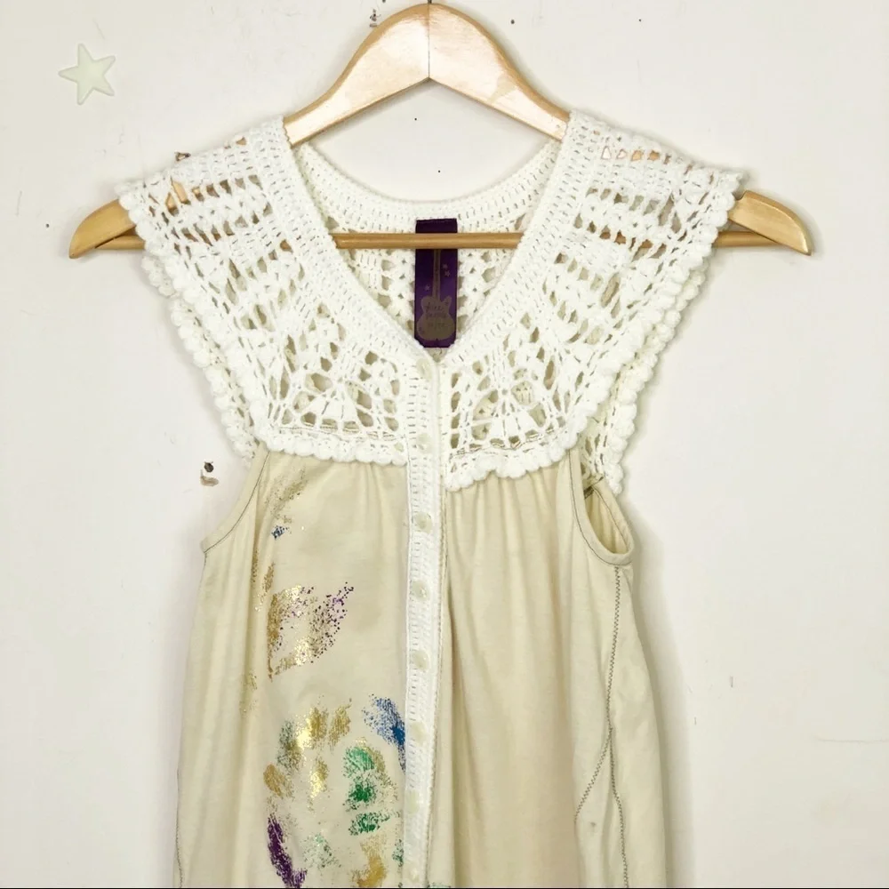 FREE people button down crochet top - Picture 9 of 12